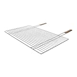 RUECAB – Parrilla de cocina para barbacoa y ahumadero – Parrilla de barbacoa individual, parrilla rectangular, parrilla de barbacoa 68 x 40 – Material: acero cromado – Tamaño: 68 x 40 cm – Asas de