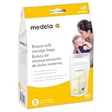 Medela pack de bolsas de almacenamiento de leche materna de 180 ml, paquete de 25 bolsas de recogida de leche materna sin BPA con doble cierre, de congelación y descongelación rápida