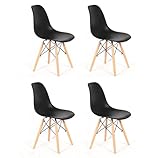 M1C - Pack 4 Sillas de Comedor DINAMARCA - Madera de Haya (Color Negro)