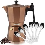 Magefesa Jamaica - Pack Exclusivo Cafetera Italiana 9 Tazas + 6 Cucharas Moka, 450ml, Aluminio Extra Grueso, Todo Tipo de Cocinas, Inducción, Café