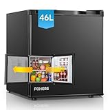 FOHERE Minibar 46L, Nevera Pequeña, Frigorífico Mini, Puerta Reversible, Zona Fría de 0º a -5ºC,Bajo Consumo, Silenciosa, Temperatura Ajustable, Negro