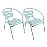 THE SECRET HOME - Pack de 2 Sillas de Aluminio con Reposabrazos para Jardín - Asiento de Exterior Ideal para Balcón, Terraza y Jardín - Alto: 73 cm x Largo: 57 cm x Profundo: 54 cm - Verde