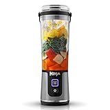 Ninja Blast Batidora portátil, Vaso de 530 ml con tapa antigoteo y boquilla para sorber, Minibatidora sin cable, recargable, smoothies, batidos de proteínas, pica hielo y frutas congeladas, BC151EUBK