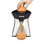 H.Koenig Exprimidor eléctrico de cítricos en acero inoxidable AGR60 sin BPA, automática, rápida, silenciosa, boquilla antigoteo, lavable a máquina, 2 conos intercambiables, 60W