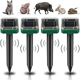 Aicharynic Ahuyentador de Topos Solar, 4 Unidades de IP65 Repelente de Animales Solar Repelente Topo Solar Repelente Ultrasónico de Ratones Ahuyentador de Ratas para Jardin, Anti Animales, Serpientes