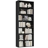 FirFurd 209.5cm Estanterías Almacenaje Madera, Librería con 7 Baldas, Estantería Libros, Libreria Estanteria, para Salón, Estudio, Habitación (Negro)