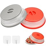 Sosayet Tapa Microondas Plegable, 2 Piezas Colador con Ganchos, Tapa de Salpicaduras, Canasta de Filtro de Frutas Verduras con Orificio de Vapor, Libre BPA