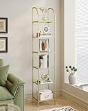 Hzuaneri Estantería Expositora de 6 Niveles, LibrerÍa, Expositor, Cristal Templado, Estantes de Pie, para Salón, Dormitorio, Baño, Dorado BC20699G