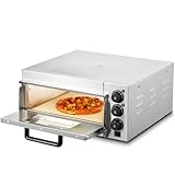 VEVOR Horno de Pizza Comercial Eléctrico de Encimera de Una Sola Capa, Acero Inoxidable con Piedra y Mango, Multiusos para Interiores para Restaurantes, Pretzels Horneados en Casa, 517 x 470 x 266 mm