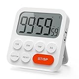 LIORQUE Temporizador de Cocina Digital Temporizador Multifunción con Función de Reloj, Ajuste Rapido, 3 Niveles de Volumen, Respaldo Magnético, Soporte Plegable (1 Pieza)