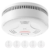 X-Sense Detector de Humo, Alarma de Incendio con Batería de 10 Años para el Hogar, Indicador LED y Botón de Silencio, Alarma de Humo con Batería, Conforma al Estándar EN 14604, SD11, 5 Piezas