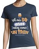 latostadora Camiseta Manga Corta A Mis 50 Años Estoy como Un Tren para Mujer - Denim L - Ref. 1167904-P
