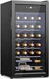 WIE Vinoteca, Nevera Vinos, Cava de Vino, Protección UV, Control Táctil, Iluminación LED, 5-18°C, 82L, 28 Botellas para Vino Tinto, Vino Blanco, Cerveza, Bar Interior/Cocina/Hotel