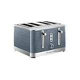 Russell Hobbs Inspire - Tostadora de 4 rebanadas (ranuras extra anchas, función de elevación alta, 6 niveles de dorado, función congelada/cancelación/recalentamiento con iluminación LED azul, 1800 W,