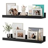 Juego de 2 estantes flotantes de madera de 40 cm, estantes flotantes de madera montados en la pared, estante para fotos, estante para niños, para sala de estar, cocina, dormitorio, baño, exhibición de