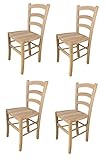 t m c s Tommychairs - Set 4 sillas Venezia para Cocina y Comedor, Estructura en Madera de Haya lijada, no tratada, 100% Natural y Asiento en Madera