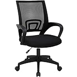 T-LoVendo - Silla de Oficina o escritorio ergonómica con Soporte Lumbar, Malla transpirable, Regulable en altura, Ruedas antiarañazos, Color Negro