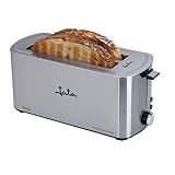 Jata TT1046 Tostadora de Boca Ancha Inox, Dos ranuras de 255 mm x 40 mm, 5 posiciones de tostado, Centrado automático del pan, Cuerpo toque frío, Descongela, Recogemigas, Mantiene Calor, 1400 W