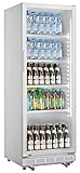 METRO Professional Frigorífico para bebidas GSC2360, acero/vidrio/plástico, 62 x 63.6 x 175.3 cm, 347 L, enfr. estático, 180W, con cerradura, blanco