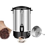 hzexun Cafetera Industrial Cafetera Acero Inoxidable 1500 W, percolador de café Marcador del Nivel de Agua,función conservación del Calor (8L)