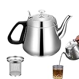 Tetera De Acero Inoxidable Con Infusor - 1,5 L Tetera Con Filtro, Hervidor De Agua De Gran Capacidad Con Infusor Extraíble, Teteras Infusion De Metal, Hervidor De Té Cafetera Para Hogar Hotel