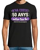 latostadora Camiseta Manga Corta 50 Años para Estar Tan Bueno, 1974, Catalán para Hombre - Negro L - Ref. 1378568-P