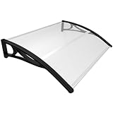 VOUNOT® Marquesinas Exterior para Puertas y Ventanas, 120 x 80 cm Tejadillo de Protección con Barra Central, Toldo Cubierta de Policarbonato en Jardín, Negro