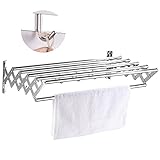 BIKKIA Tendedero De Ropa Retráctil Plegable Tendedero Secador Montado En La Pared Toallero De Baño Ganchos Línea De Paño Lavado Tendedero Extensible Acero Inoxidable (Size : 50cm)