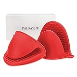 Soporte de silicona para horno para ollas, guantes de horno, resistentes al calor, para hornear, cocinar, asar a la parrilla (rojo)