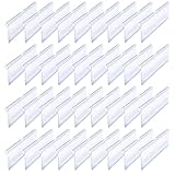 Iyowei 36Pcs Soporte de Etiqueta de Precio Porta Precios Estanterias, 10*4.2cm Portaprecios Estanteria Plastico, Clips de Etiquetas Precios para Colgar en Estante de Tiendas Mercería (Transparente)