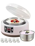 Genérico Yogurtera Digital automática de 1,2 l con Pantalla LCD y Temperatura Constante. Yogurtera probiótica multifunción con Control de Temperatura.(A Plus 5 Cups)