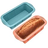 2 Piezas Moldes de Silicona para Hornear Pan, Molde para Hornear Tostadas, Molde Bizcocho Rectangular Antiadherente Silicona para Hornear Pasteles, Pan - 25 x 13,2 x 7 cm