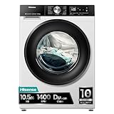 Hisense WD3S1043BW3 - Lavadora Secadora 2 en 1 con Vapor,Clase D/A, Carga Frontal 10.5 kg Lavado, Secadora 6 kg, Conectividad WiFi, Programación Asistida, Monitor de Consumo, Serie 3S, Blanco