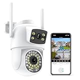 ANBIUX 2K/6MP Camara Vigilancia WiFi Exterior con Doble Lente, PTZ Cámara IP Vigilancia con Visión Nocturna, Seguimiento Humano Automático, Audio Bidireccional, Grabación Continua 24/7, IP66