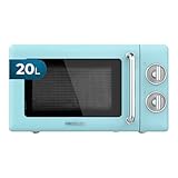 Cecotec Microondas Mecánico de 20 L Proclean 3010 Retro Blue. 700 W en 6 Niveles, Temporizador hasta 30 Minutos, Modo Descongelación, Diseño Vintage en Azul, Acabados en Acero