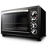 Grunkel - Horno Eléctrico multifunción de sobremesa de 38L con 3 funciones de calor y selector de temperatura hasta 230ºC - HR-38N RM - Temporizador hasta 60 min - 2000W - Negro