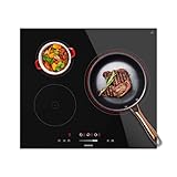 Cecotec Placa Vitrocerámica 3 Zonas Bolero Squad V 3100, 5700W, Control Táctil, 9 Niveles, Triple Anillo, Temporizador Individualizado, Indicador Calor Residual, Bloqueo Seguridad para Niños