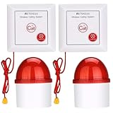 Retekess TH103 Sistema de Alarma, Alarma de Seguridad Estroboscópica de 3 LED, Sistema de Llamada con Cuerda de Tracción para Almacén, Centro Comercial, Escuela, Fábrica (2 Botones + 2 Receptor)