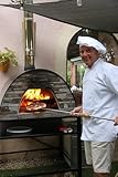 Horno de madera Maxximus Premium Arena negro con carro Parma – Un horno de madera ideal para cocinar al fuego de leña de pizza y pan tradicional – Horno de madera portátil – Horno de madera exterior