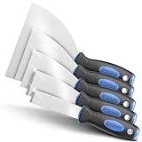 Effektwerk Professional Scraper Set - Cuchillos de acero inoxidable de 5 piezas - 2 cuchillos de masilla rígidos y 3 cuchillas de cinta flexibles para múltiples aplicaciones