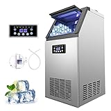 Wilprep 300W Maquina de Hacer Hielo Industrial, 32kg/24 h, Máquina para Hacer Cubitos de Hielo de Acero Inoxidable, Panel de Control LCD Inteligente, para Cafeterías, Bares, Hoteles