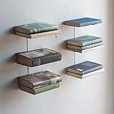 MILUKA Libreria Invisible Vertical 35 cm | Estantería con 3 Estantes Flotantes | para Libros, Baldas, Repisas de Pared (Set de 2, Blanco)