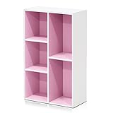 Furinno Luder Estantería Abierta Librería de 5 Cubos, Blanco/Rosa