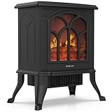 NEWLUX Chimenea Eléctrica Classic Flame, Calefactor Cerámico Termoventilador Llama Decorativa, Chimenea portátil, Termostato, 2 Niveles, Sensor Seguridad Sobrecalentamiento, 750/1500W, 355x465x250mm