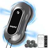 AOQUFUL - Robot Limpiacristales Inteligente, Limpiador Eléctrico de Ventanas con Doble Rociado de Agua, Control Remoto y por Aplicación, para Ventanas Interiores y Exteriores, Incluye 12 Paños, Gris