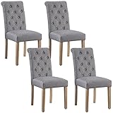 Yaheetech 4pcs Sillas de Comedor Madera Silla con Patas de Madera Sillas Comedor Cocina Salon Pack 4 Gris Oscuro