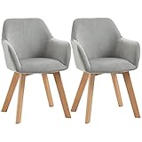 HOMCOM Juego de 2 Sillas de Comedor Modernas Sillas de Cocina Tapizado en Terciopelo con Respaldo Medio y Patas de Madera de Caucho para Salón Carga 120 kg 54x57x80 cm Gris