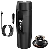 hervidor de agua de viaje de 350 ml, taza de calefacción para automóviles con revestimiento de acero inoxidable 304, 12v 80w, ajustable de 40 a 100 ° C Negro