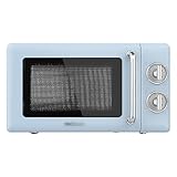 Cecotec Microondas Mecánico con Grill de 20 L Proclean 3110 Retro Blue. 700 W en 6 Niveles, Temporizador hasta 30 Minutos, Modo Descongelación, Diseño Vintage en Azul, Acabados en Acero