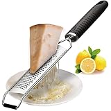 ralladores de cocina, rallador de queso, rallador afilado de acero inoxidable 18/8, apto para lavavajillas, mango de TPR, cubierta protectora, ideal para rallar limón